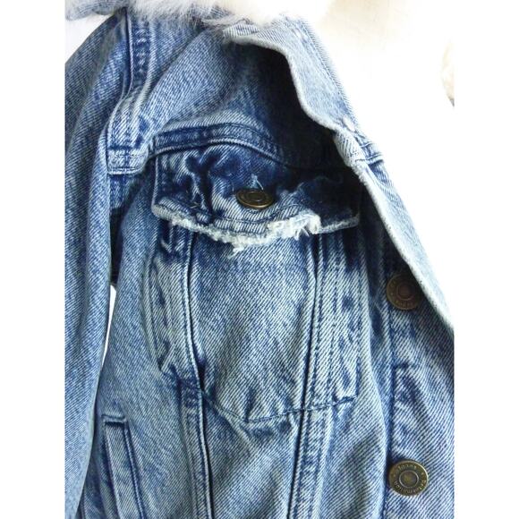 Reformation Aussie Denim Jean Jacket With Faux Fur Trim Sz Small - Picture 4 of 7